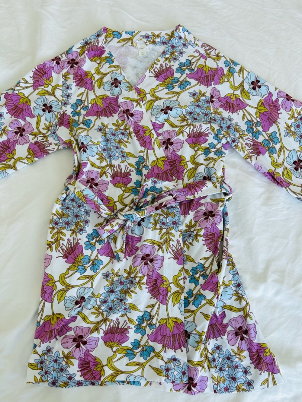 Vera Bradley Women’s Floral Cotton Robe SM Purple Blue Cottage Core Boho Preppy
